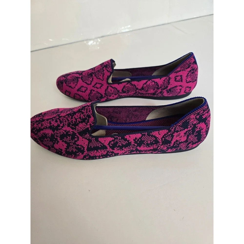 ROTHY'S Fuchsia‎ Navy Snake Print Loafers Flats Womens Size 9 New